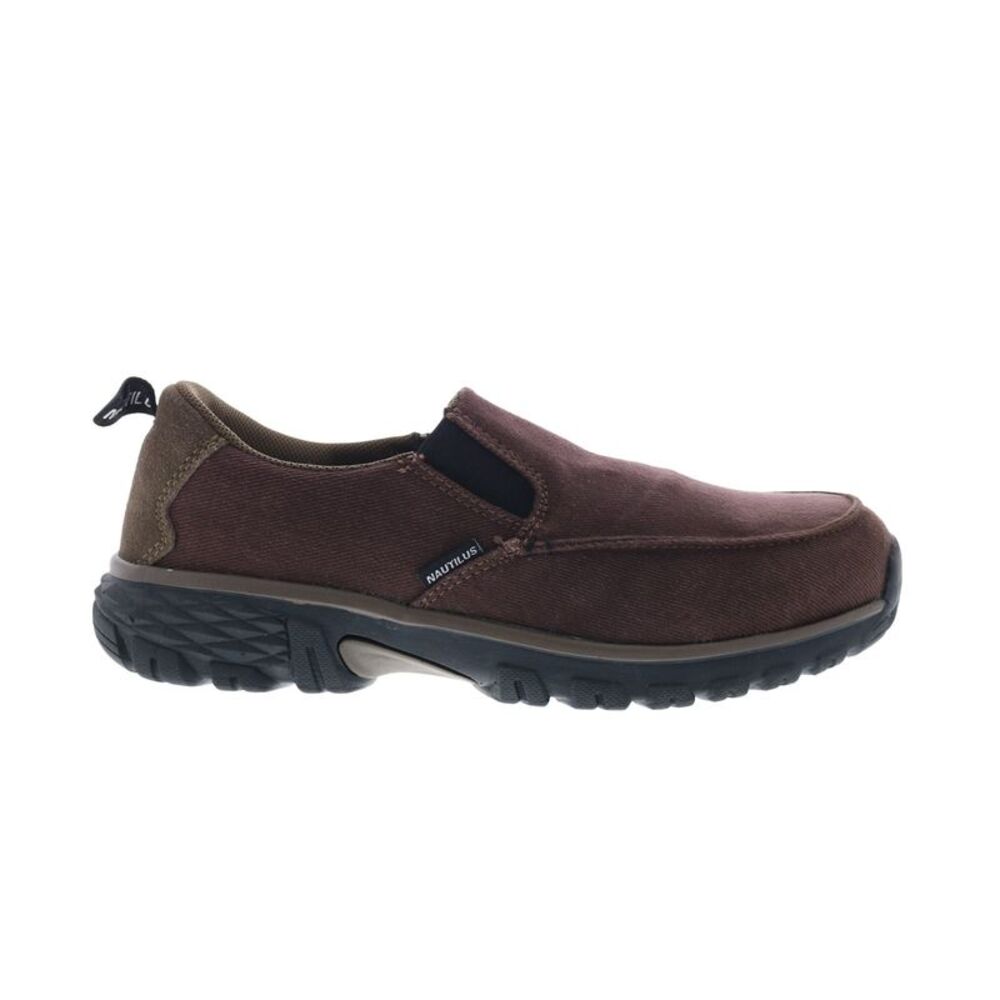 Nautilus Mens Breeze Slip-On Alloy Toe Electrical Hazard Brown Shoes (NWT)